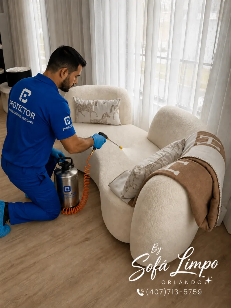Aplicação profissional Protector em sofá
